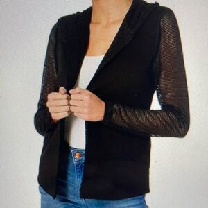 BCBGeneration Black Mesh Hooded Open Blazer size Large
